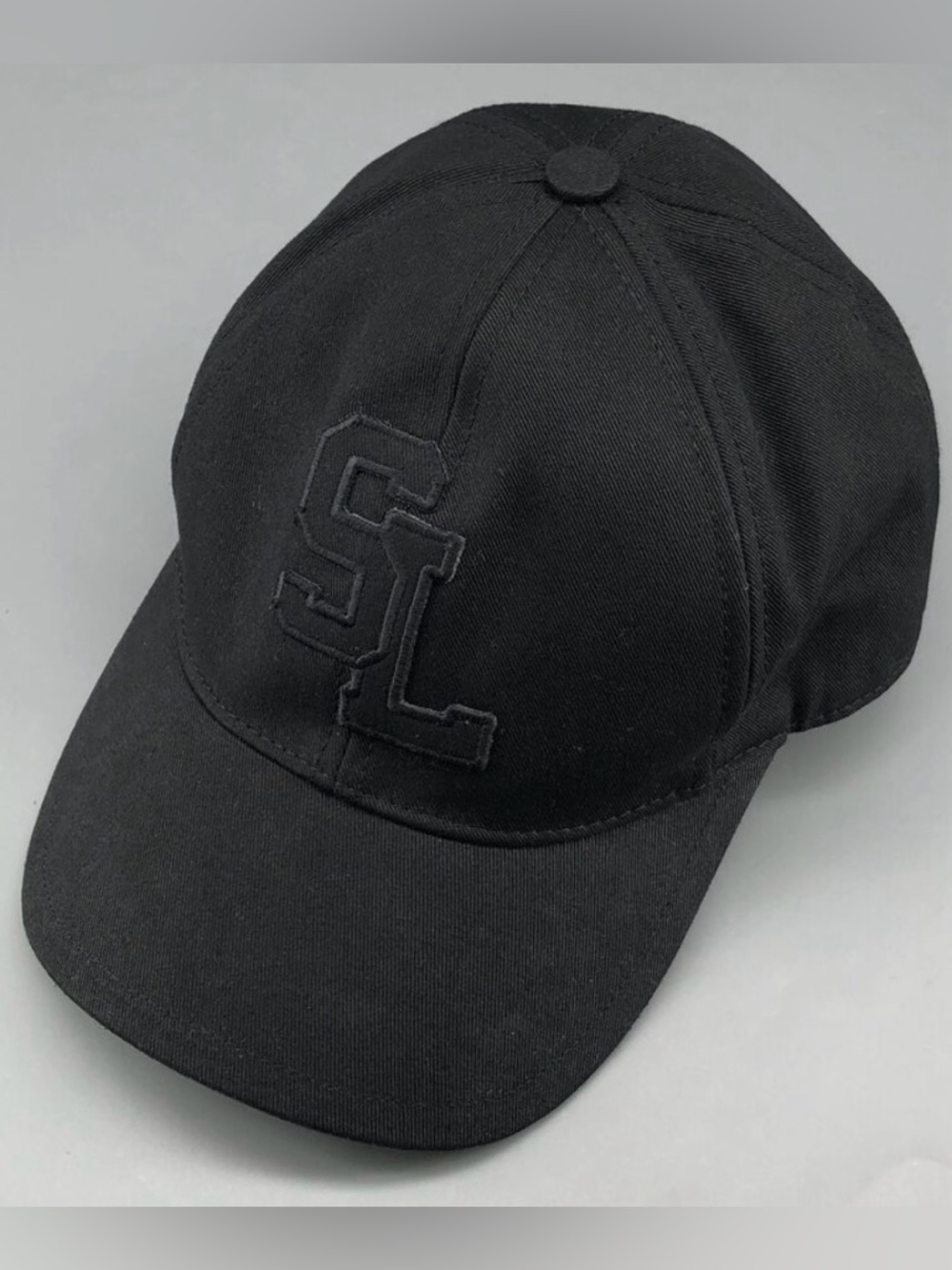 SAINT LAURENT Black Logo Baseball Cap